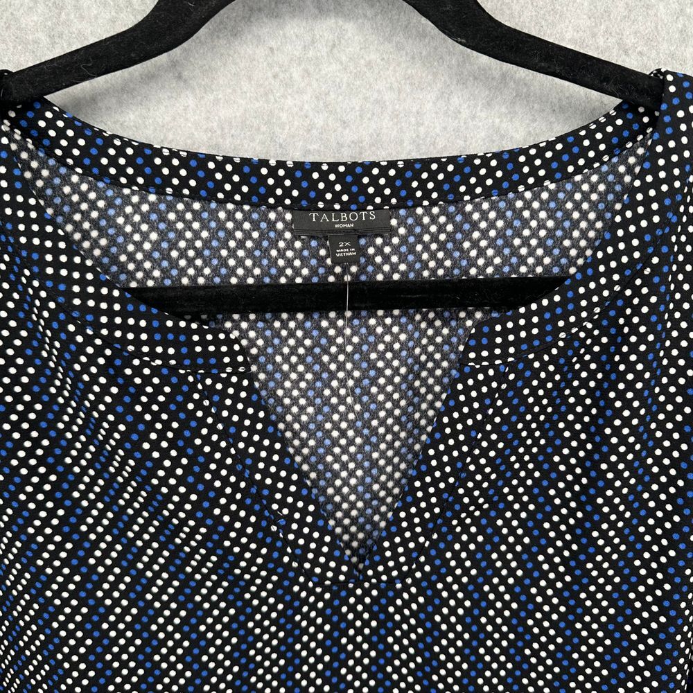 Talbots Women's PolkaDot Long Sleeve Split Neck Popover Chiffon Blouse Size 2X - Picture 5 of 10